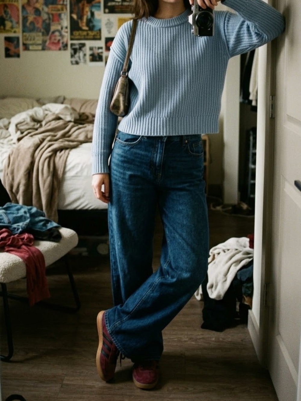 Americam Eagle Knit Sweater Blue Snall